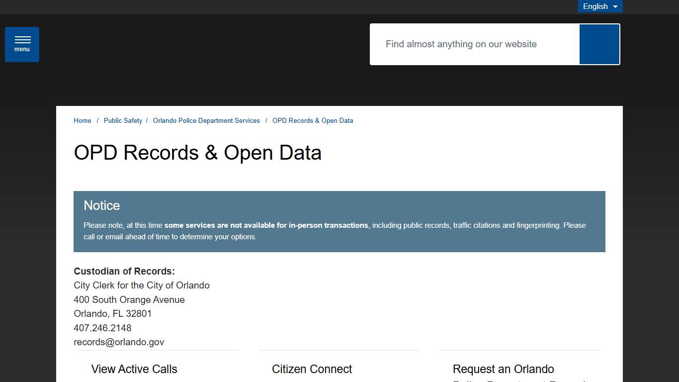 OPD Records & Open Data - City of Orlando